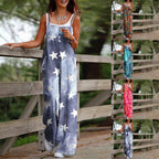 Fashion Women's Printed Crossbody Pocket Wide-Leg Jumpsuit