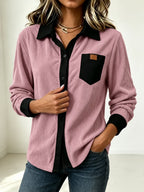Ribbed Button Long Sleeved Shirt