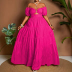 Plus-size Womens Elegant Off-shoulder Dress