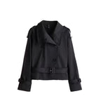 Cropped Long-sleeve Trench Coat For Women