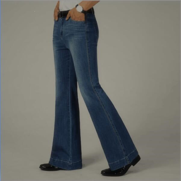 Fashionable Mens Denim Mid-rise Flared Pants