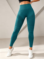 Seamless Patterned High-Waist Butt-Lifting Yoga Leggings, Strech Squat Proof Gym Workut