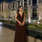 Chiffon Pleated Backless Evening Dress