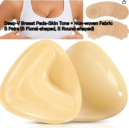 V-Shape Triangle Double-Sided Adhesive Breast Pad - Invisible Push-Up Silicone Bra Insert for Women