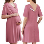 Breathable V-neck Maternity Nursing Modal Dress