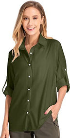 Women's Long-Sleeved Sun Protection Shirt Quick-Drying Outdoor Fishing Hiking Shirt