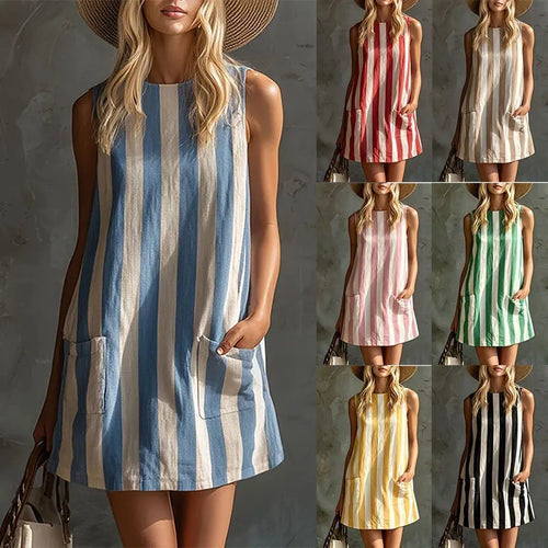 Coastal Stripe Summer Beach Dress