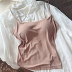 Modal Seamless One-piece Back-shaping Camisole With Built-in Padded Bra Ultra-stretch Base Layer