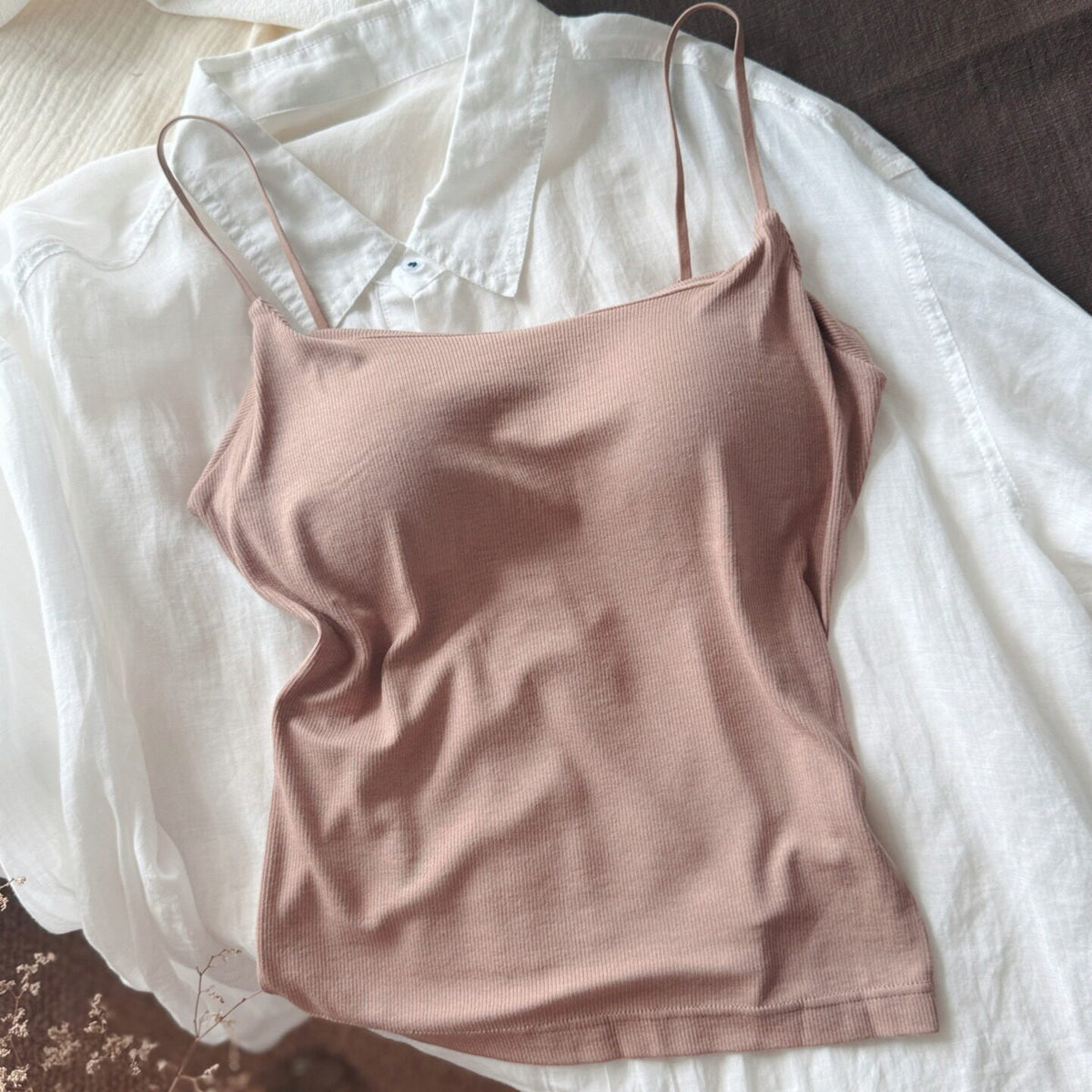 Modal Seamless One-piece Back-shaping Camisole With Built-in Padded Bra Ultra-stretch Base Layer