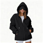 Hooded Cardigan Long-sleeve Zip-up Sweatshirt For Women