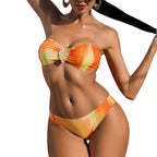 Sexy Backless Swimsuit With A Wrap Skirt Two-piece Bathing Suit
