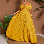 Plus-size Womens Elegant Off-shoulder Dress