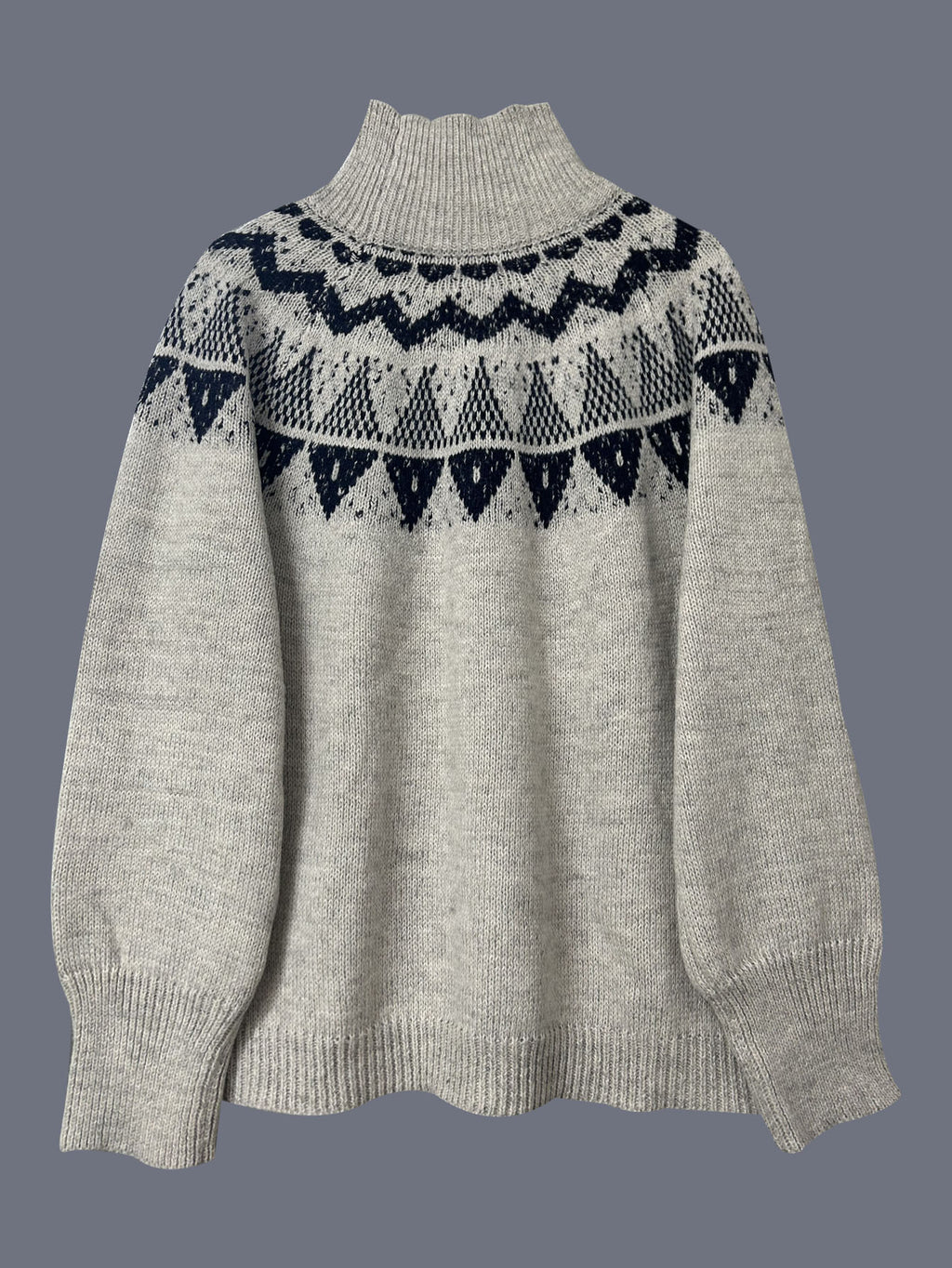 Womens Retro Pullover Knitted Jacquard Sweater