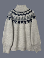 Womens Retro Pullover Knitted Jacquard Sweater