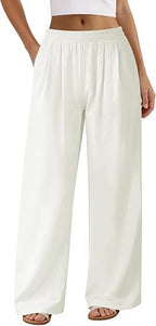 Womens Casual Solid-color Wide-leg Pants