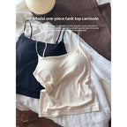 Modal Seamless One-piece Back-shaping Camisole With Built-in Padded Bra Ultra-stretch Base Layer