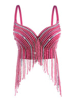 Cross-Border New Pearl Diamond Chain Tassel Suspender Top European And American Summer Sexy Pure Desire Outer Wear Stage Fishbone Bra