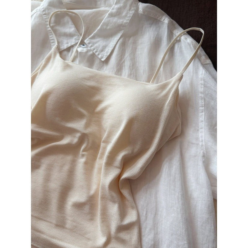 Modal Seamless One-piece Back-shaping Camisole With Built-in Padded Bra Ultra-stretch Base Layer