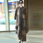 Retro Asymmetrical Top And Wide-leg Pants Two-piece Set