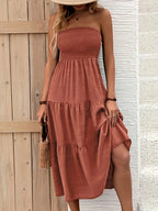 Fashionable Shoulder Midi Dress For Europe And America