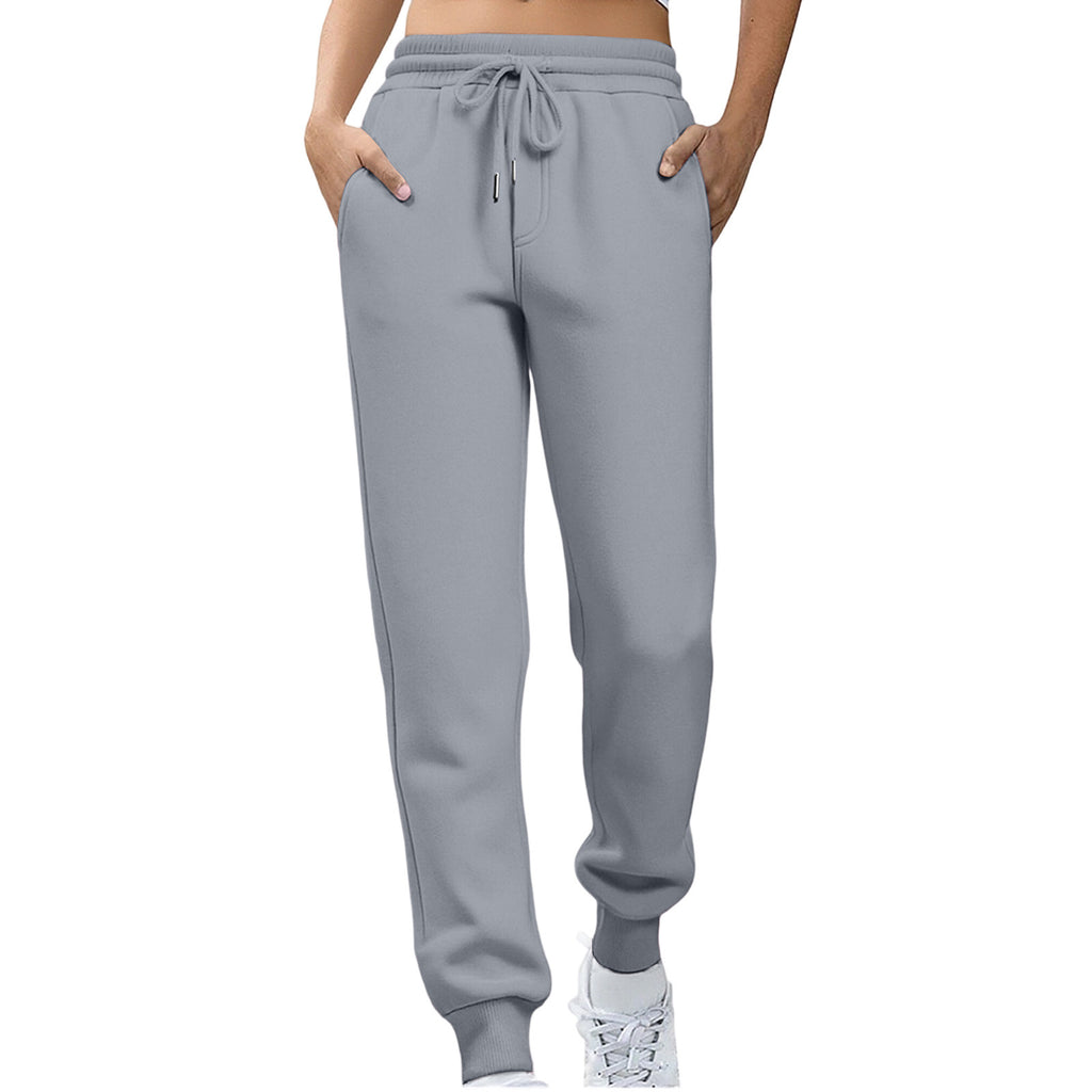 Womens Fleece Sweatpants Solid-color Joggers