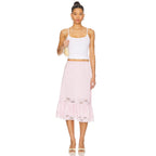 Resort-style Everyday Personality Lace-trimmed Patchwork Midi Skirt