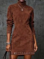 Light Luxury Fashion Rivet High Neck Jumpsuit Short Skirt