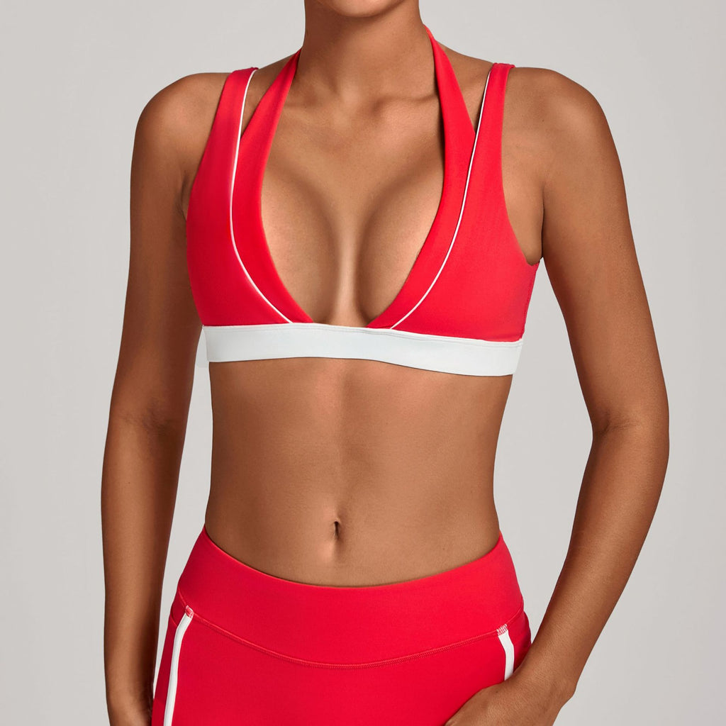 Color-block Halter Yoga Bra Back-slimming Tight-fitting Sports Underwear