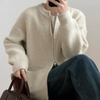 Laid-back Style Zip-up Sweater Coat For Women