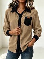 Ribbed Button Long Sleeved Shirt