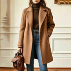 Cross-Border 2026 Autumn And Winter New Retro Casual Style Mid-Length Lapel Coat Women's Woolen Coat