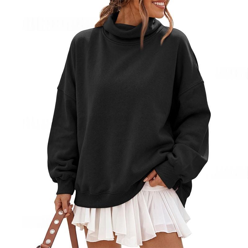 Solid-color Half-high-neck Casual Loose Hoodie
