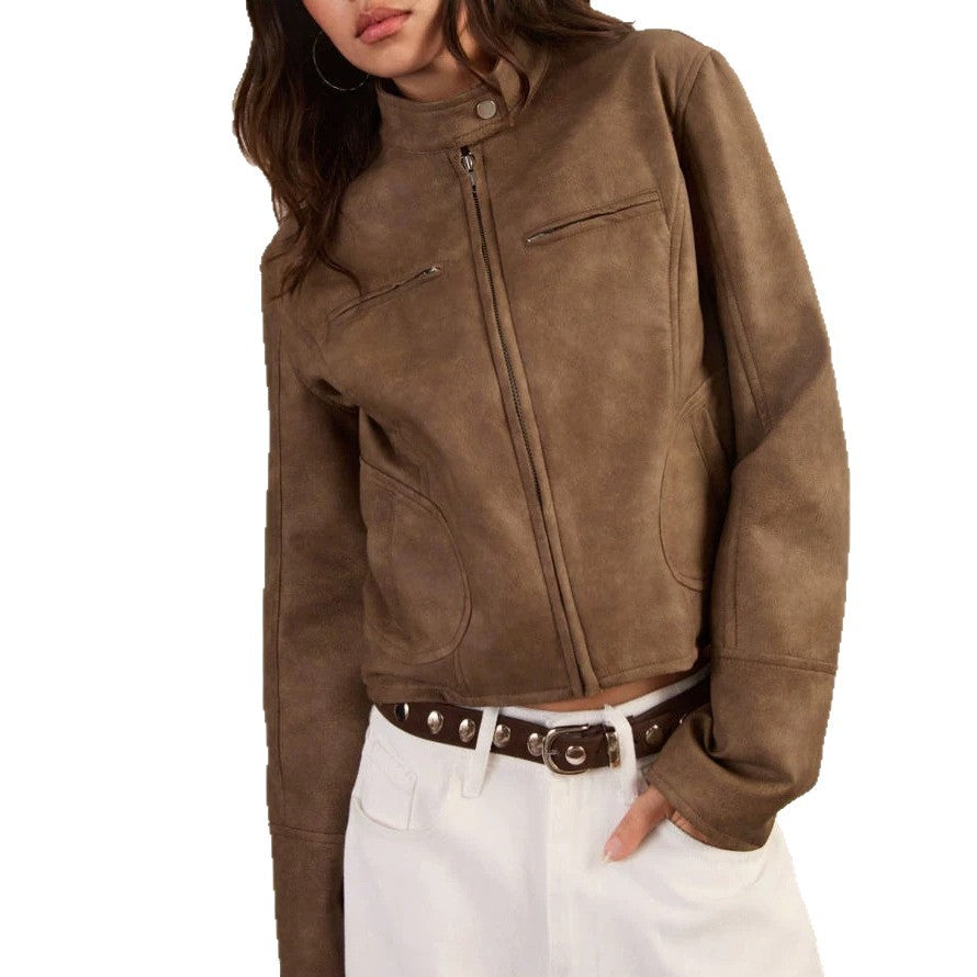 Women's Autumn Short Leather Jacket