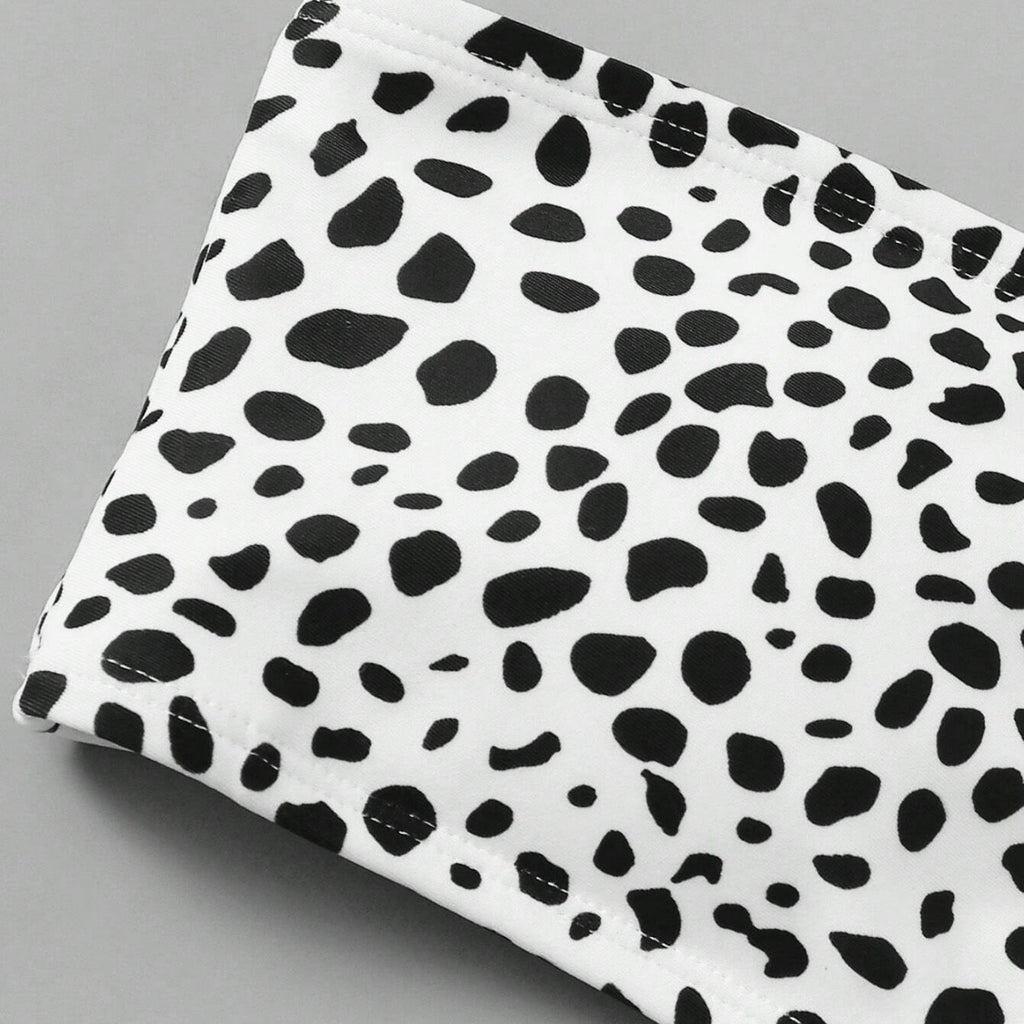 Fresh And Chic High-waisted Bandeau Style With A Polka-dot Print