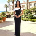 C7783 Cross-border 2026 New One-Shoulder Evening Dress, Mermaid Long Gown, Luxurious Rhinestone Embellished Bodycon Dress For Banquets