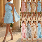 Cinched-waist Cropped High-end Satin Evening Gown