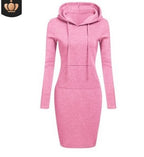 2026 Hot Autumn And Winter European And American Women's Hooded Lace Up Hoodie Pocket Long Sleeved Dress