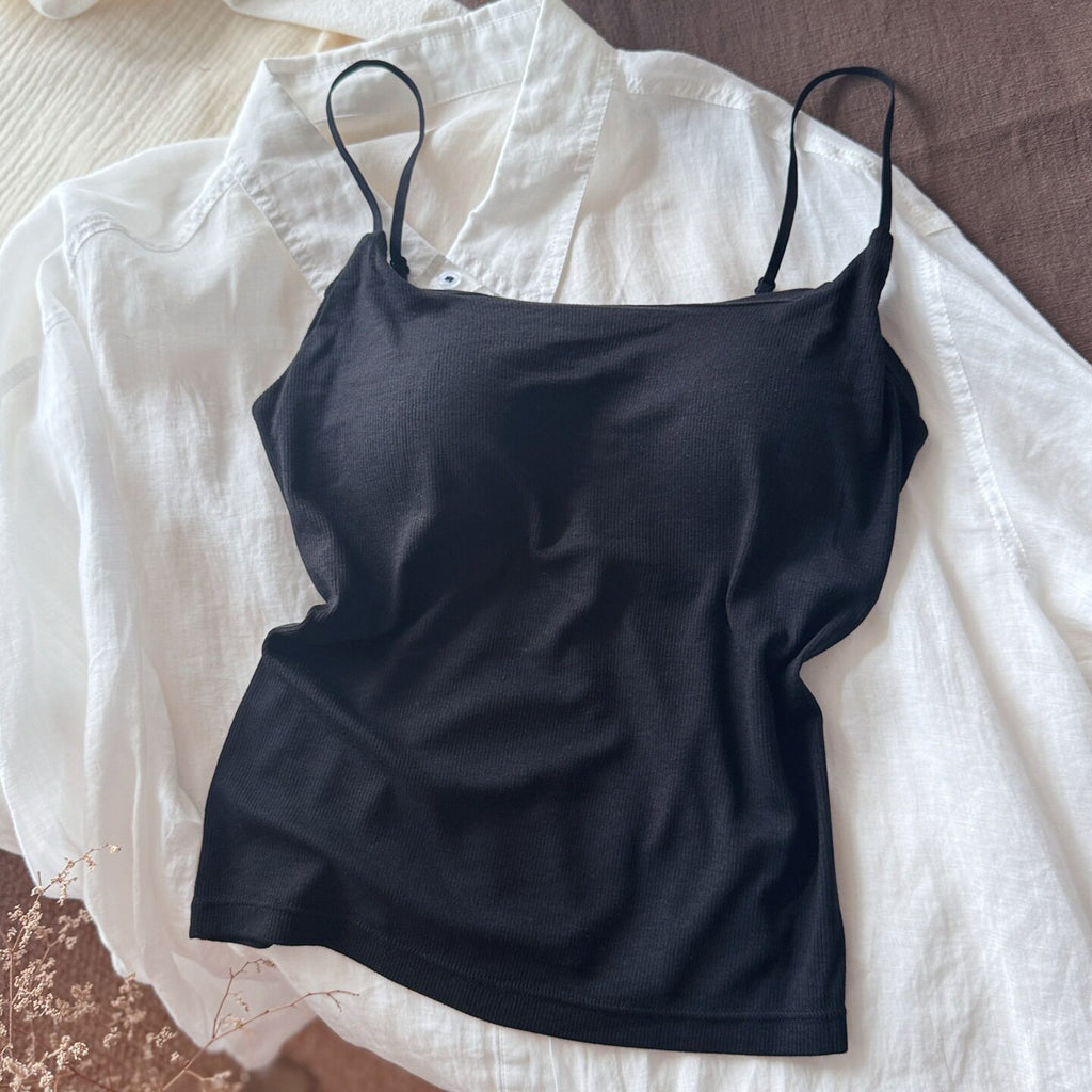 Modal Seamless One-piece Back-shaping Camisole With Built-in Padded Bra Ultra-stretch Base Layer