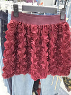 White High-waisted Three-dimensional Rose-decorated Feminine Skirt