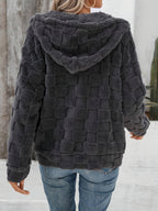 Women's Double-Sided Plush Zip-Up Hooded Cardigan Casual Jacket