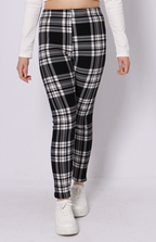 Women Plaid Leggings, High Waisted Stretch Plaid Print Pants, Soft Casual Skinny Trousers For Daily Wear