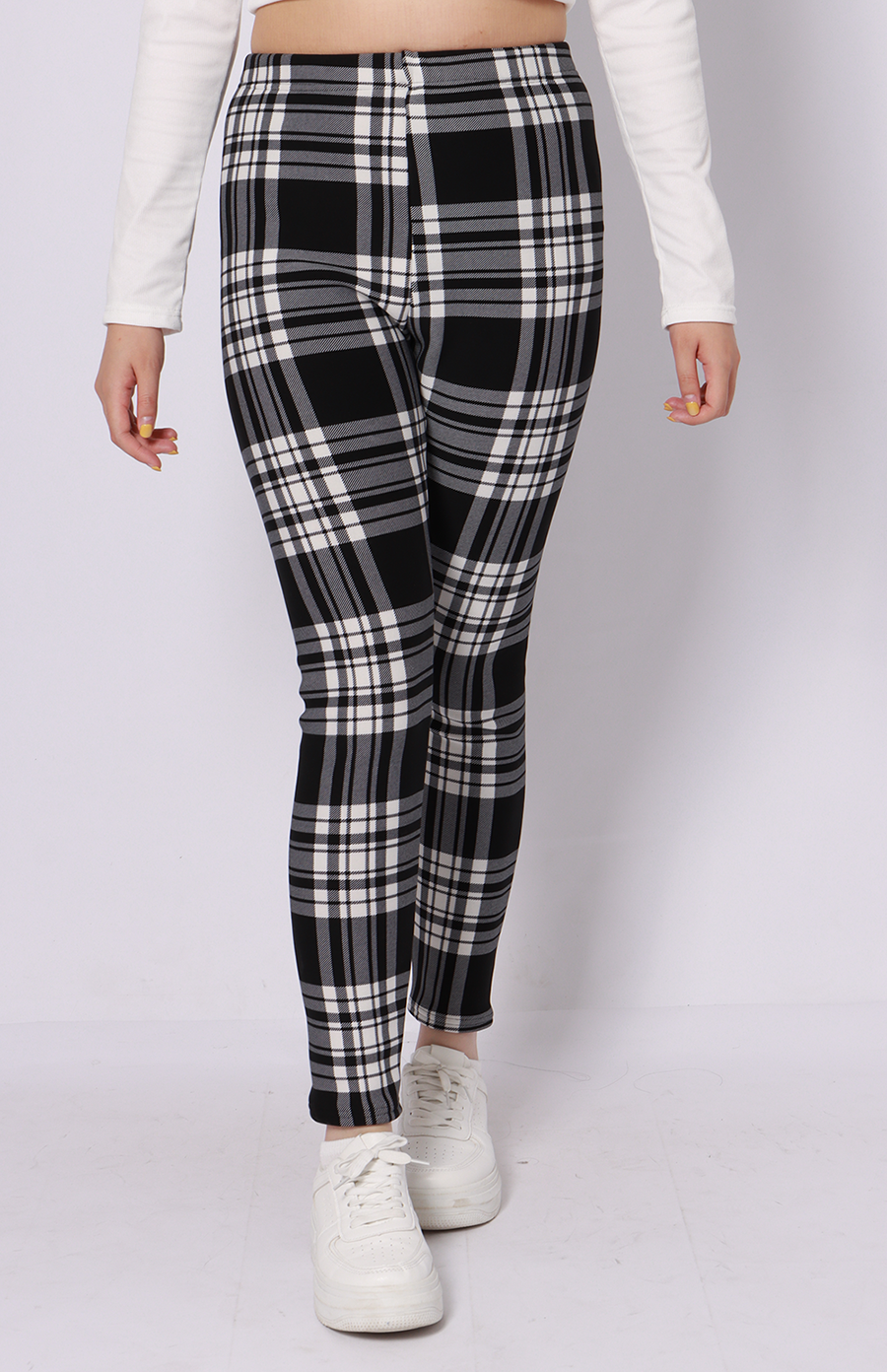 Women Plaid Leggings, High Waisted Stretch Plaid Print Pants, Soft Casual Skinny Trousers For Daily Wear