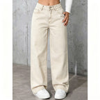 Draped Floor-length Black Straight-leg Jeans