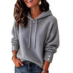 Women's Hooded Drawstring Sweatshirt Loose-fit Sweater
