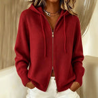Womens Knitted Cardigan With Zipper And Hood