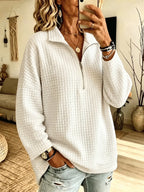 Waffle Zipper Long Sleeved Shirt