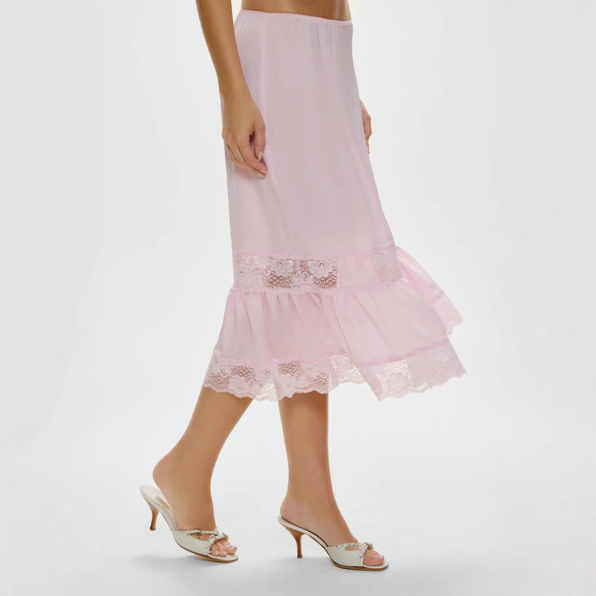 Resort-style Everyday Personality Lace-trimmed Patchwork Midi Skirt