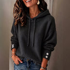 Women's Hooded Drawstring Sweatshirt Loose-fit Sweater