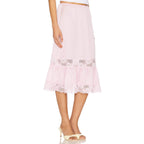 Resort-style Everyday Personality Lace-trimmed Patchwork Midi Skirt