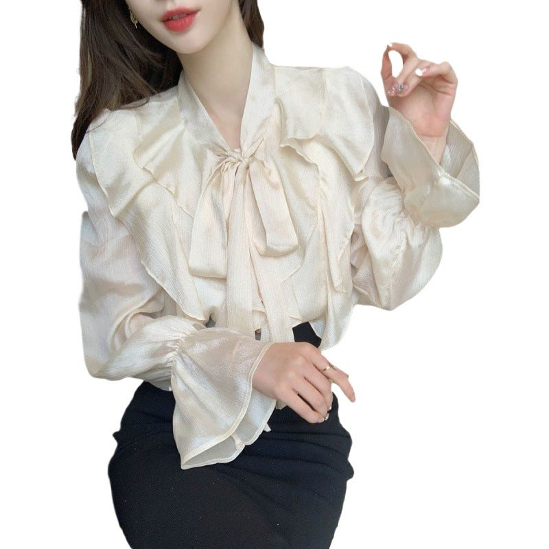 French-style Vintage Ruffled-edge Blouse